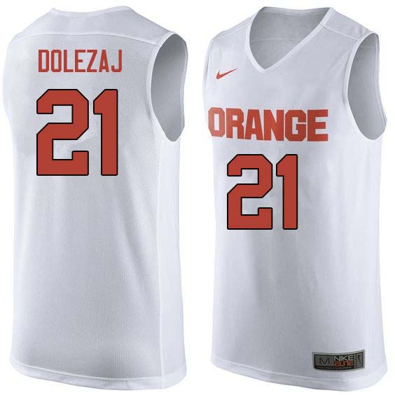 Men #21 Marek Dolezaj Syracuse White College Basketball Jerseys Sale-White